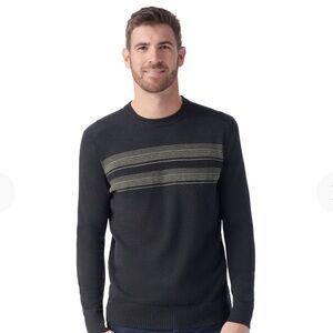 Smartwool Men's Black Crewneck Sweater with Gray Stripes
